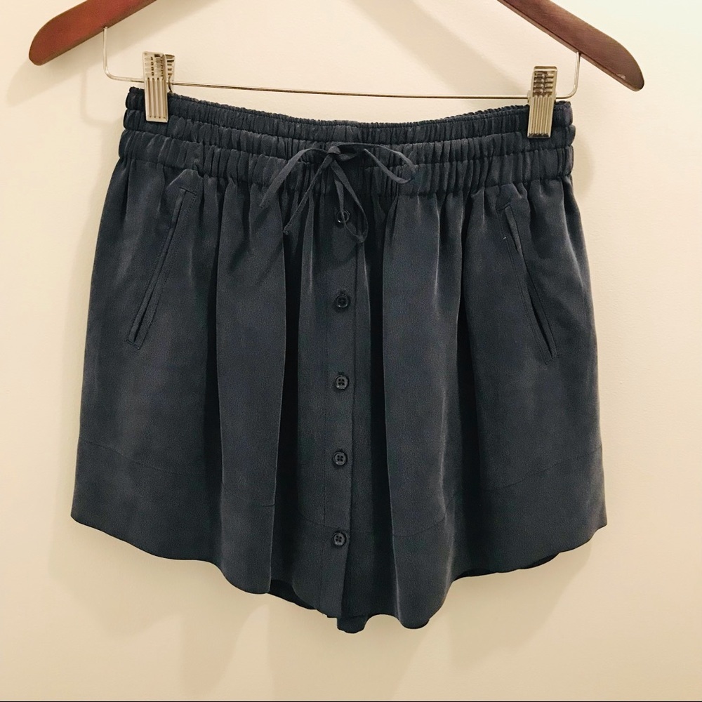 Joie Wendolyn Silk Skirt small blue button down drawstring